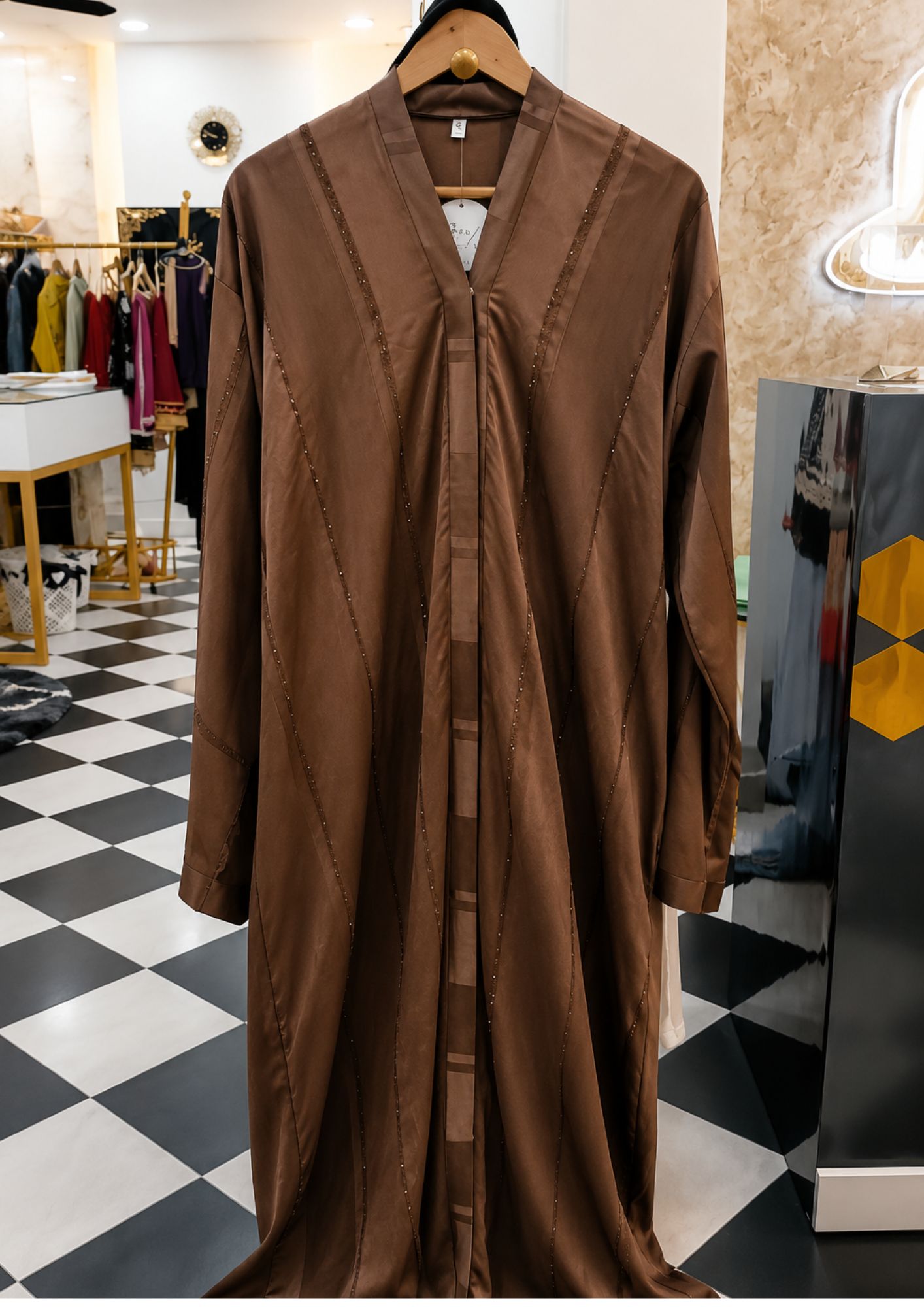 Elegant Brown Satin Abaya