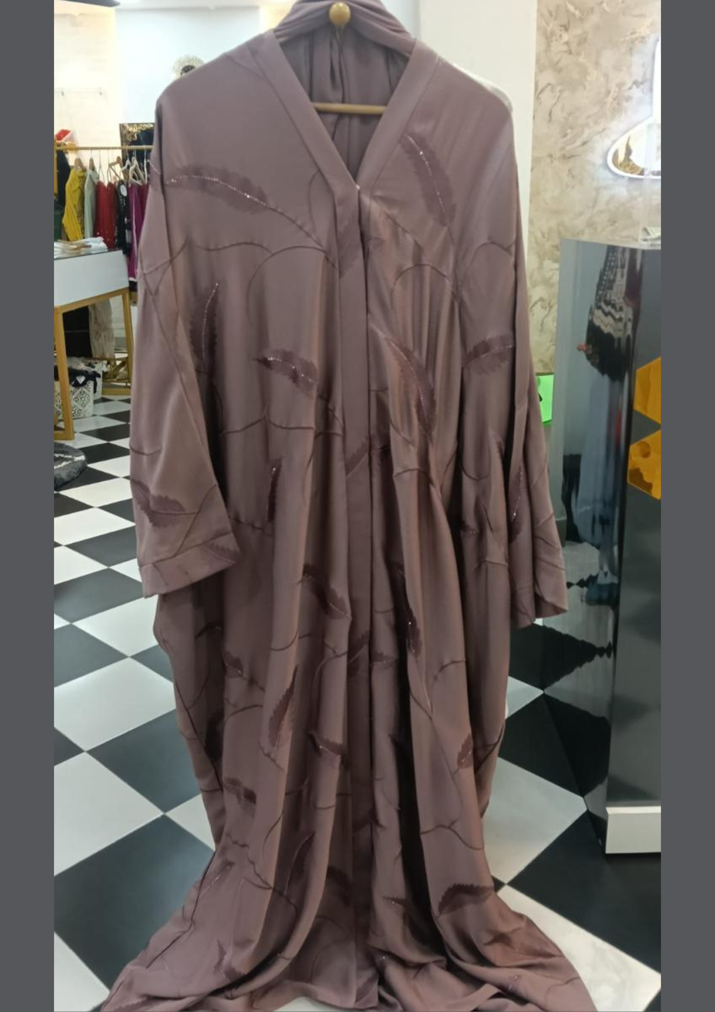 Embroidered Nude Colour Abaya