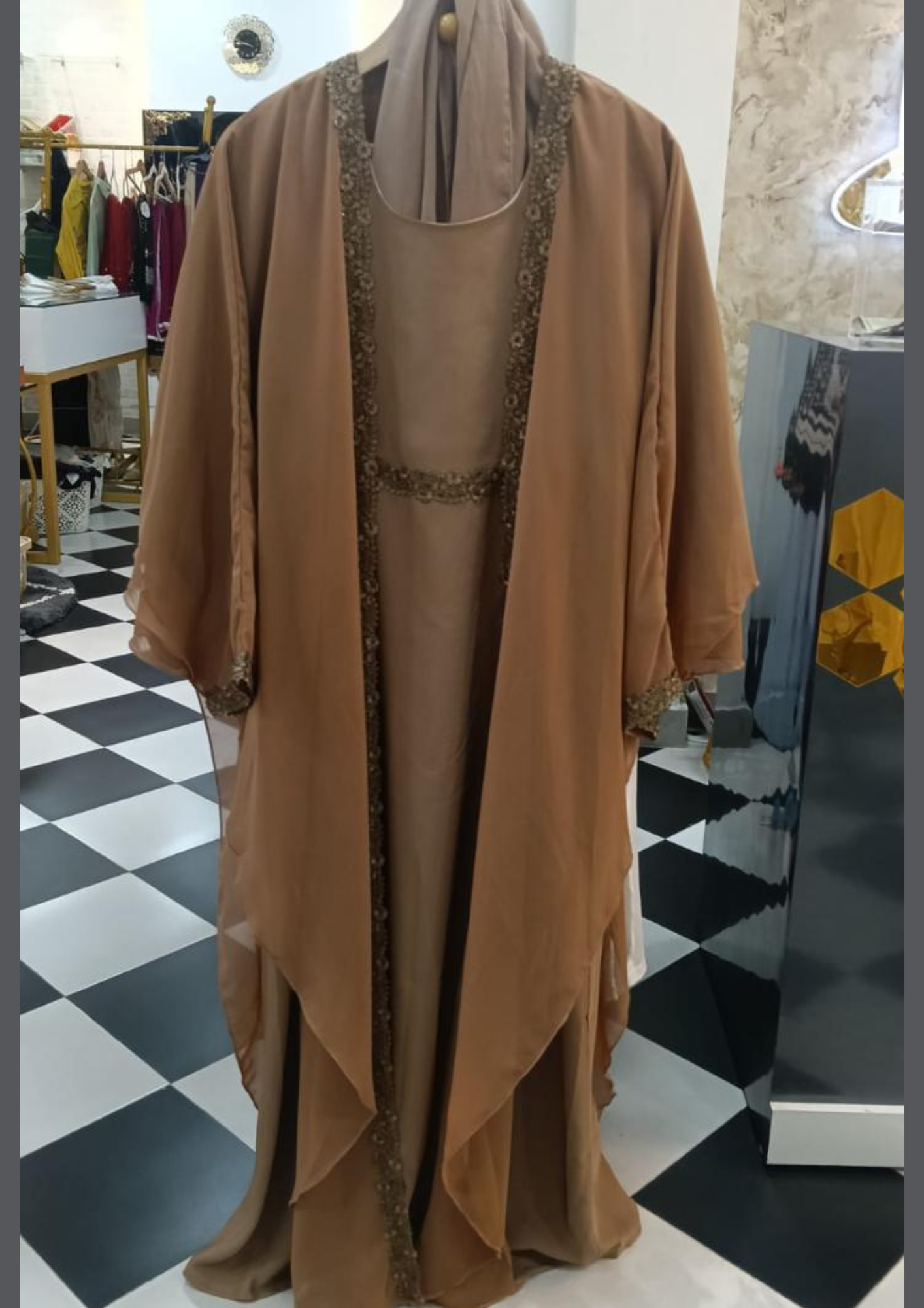 Golden Party Wear Abaya