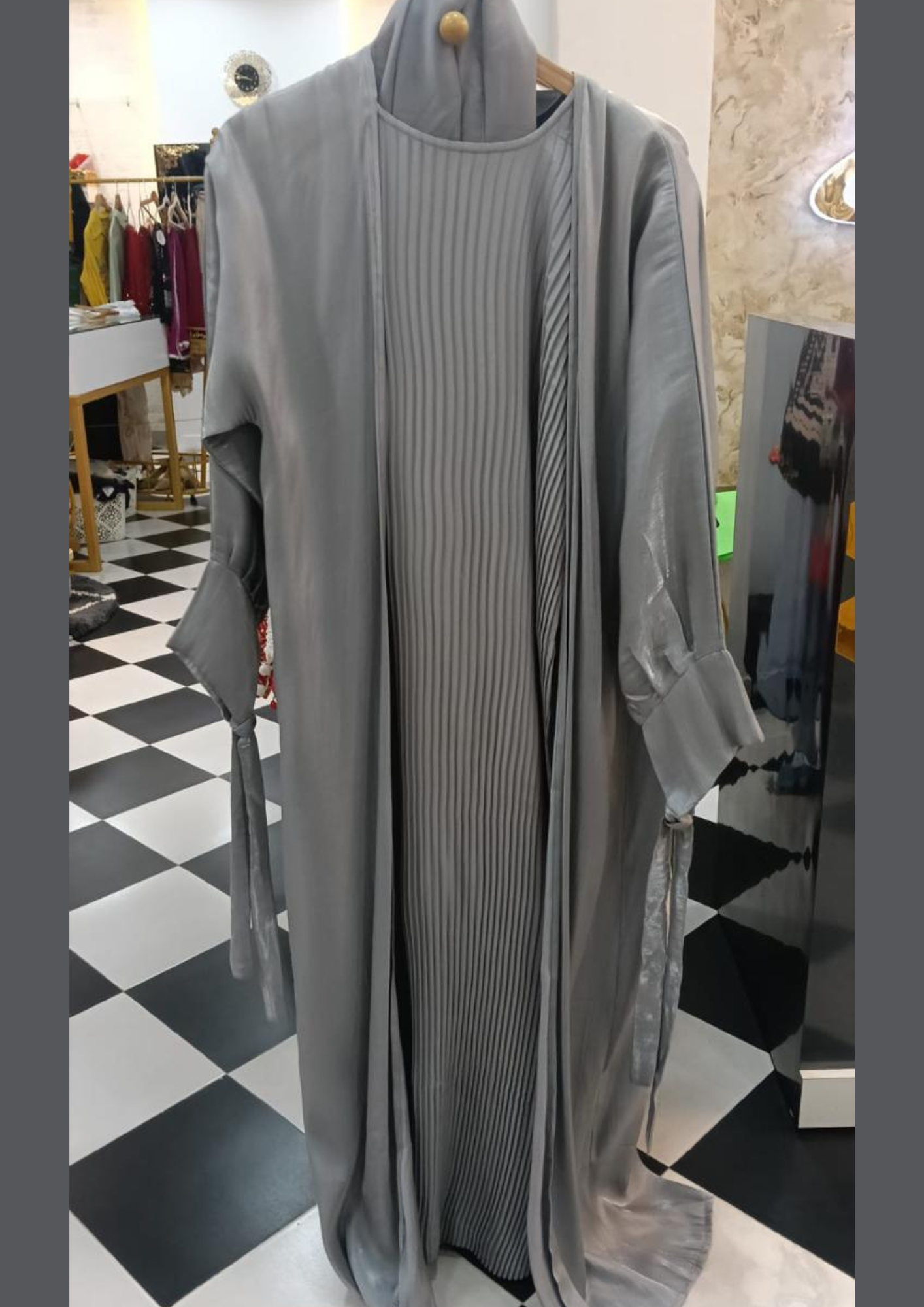 Gray Satin Abaya