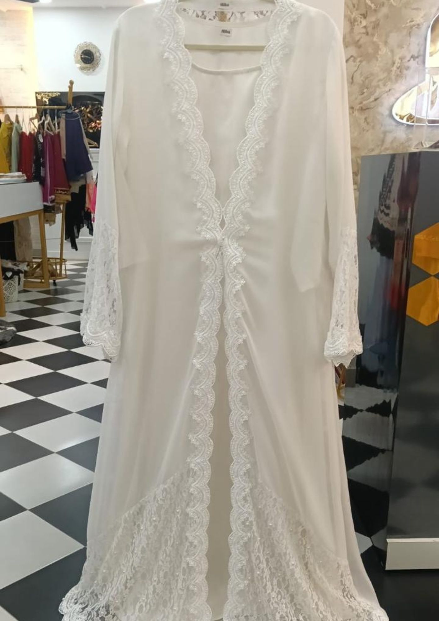 Pure White Lacy Abaya