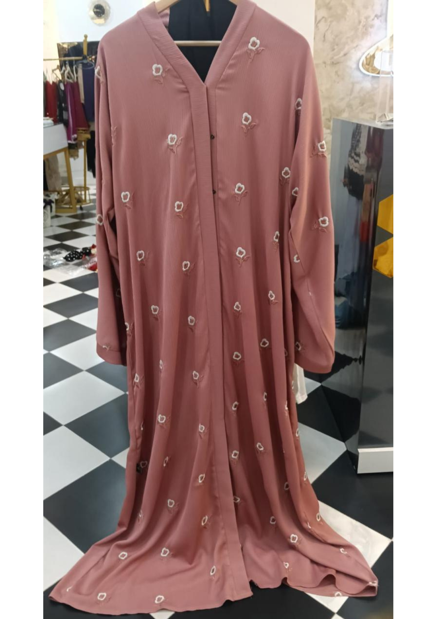 Embroidered Pink Abaya