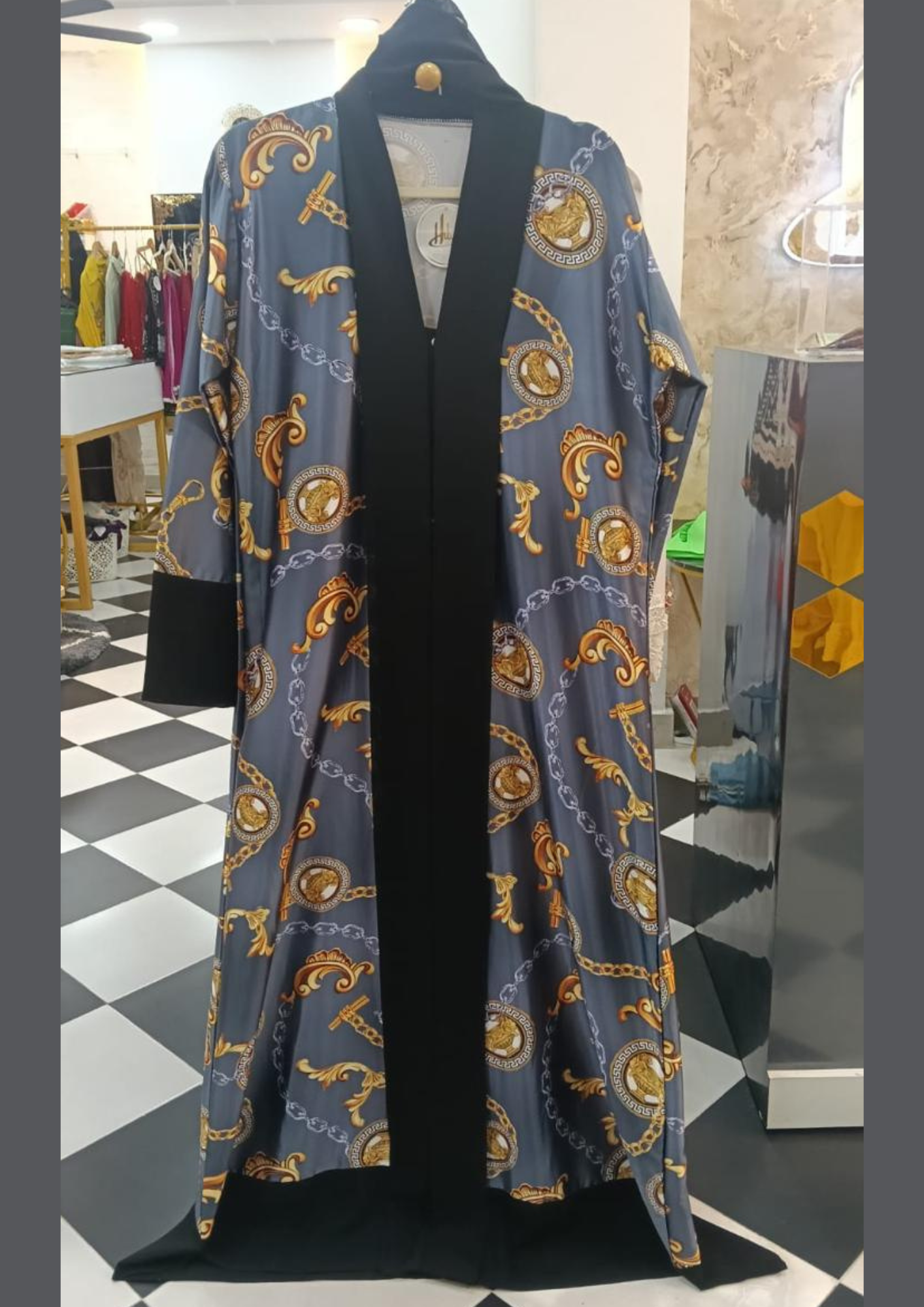 Printed Satin Abaya – Multicolour