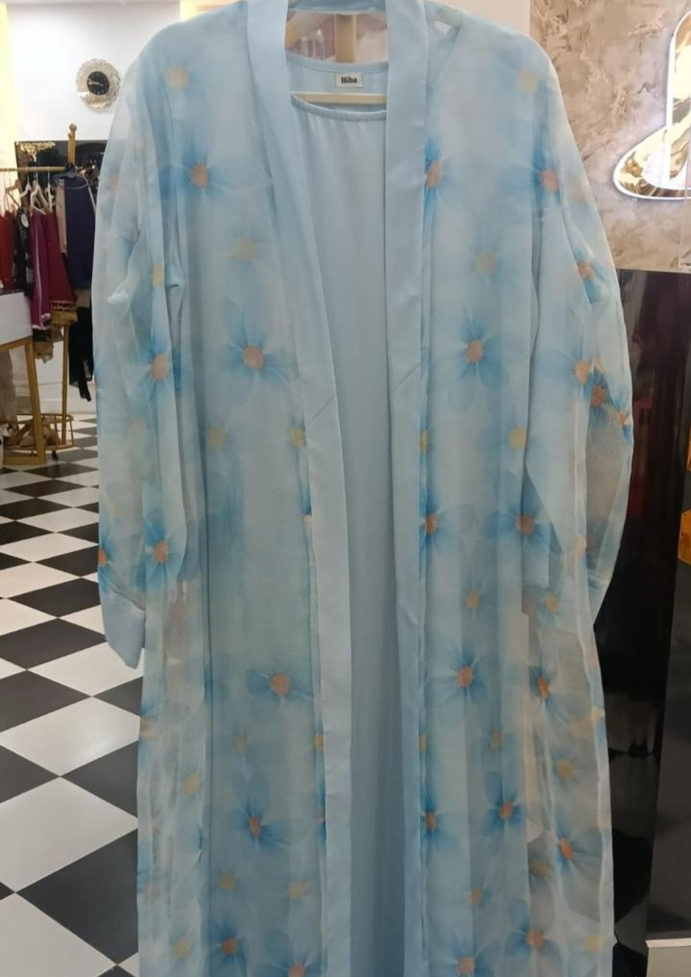 Unique Printed Organza Shrug Abaya