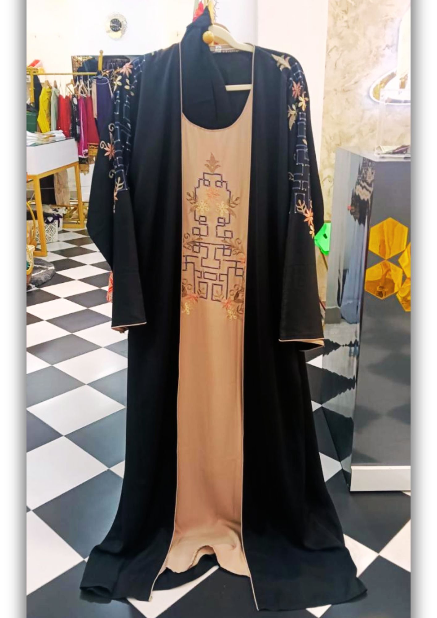 Embroidered black Abaya party wear