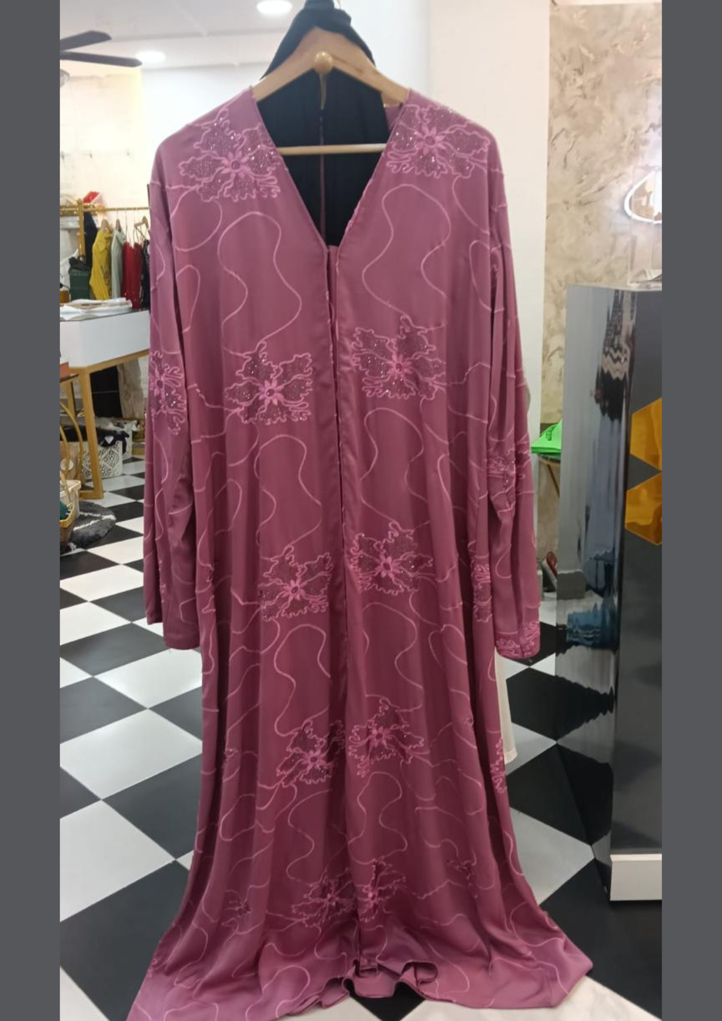 Embroidered Pink Abaya